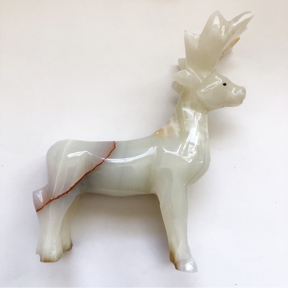 Vintage Handcarved Onyx Alabaster Reindeer Elk Moose Sculpture - Picture 4 of 9